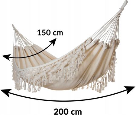 Kontrast Duży Hamak Ogrodowy Boho Midas 150X200 Ecru - zdjęcie 5