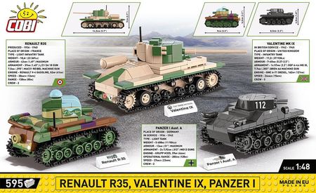COBI Historical Collection WWII Renault R-35,Valentine Ix,Panzer I (COBI-2740) - zdjęcie 5