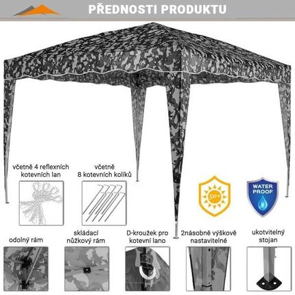 Instent Namiot Ogrodowy 3X3M Kamuflaż + 4 Boki M71746 - zdjęcie 3