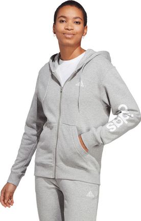 Bluza damska adidas Essentials Linear Full-Zip French Terry Hoodie szara IC6866 - zdjęcie 3
