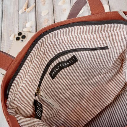 Torba damska na ramię shopper duża wegańska materiałowa pojemna pomarańczowa E-17-RU - zdjęcie 3