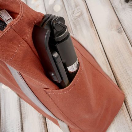 Torba damska na ramię shopper duża wegańska materiałowa pojemna pomarańczowa E-17-RU - zdjęcie 2