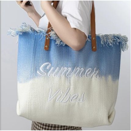 TORBA PLAŻOWA BOHO Z frędzlami niebieska ombre TP14N - zdjęcie 2