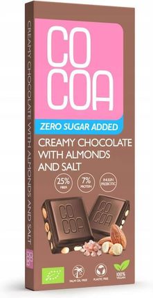 Cocoa Czekolada Creamy Z Migdałami I Solą Bez Dodatku Cukru Bio 40g - zdjęcie 3