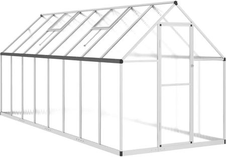 vidaXL Szklarnia Z Ramą Podstawy Srebrna 445X169X195cm Aluminium 3266332 - zdjęcie 3