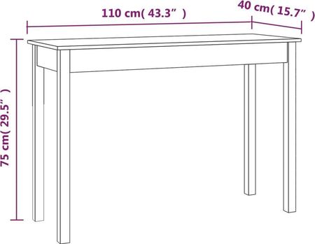 Stolik konsolowy drewniany 110x40x75 cm sosna naturalna - zdjęcie 2