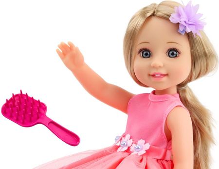 Lean Toys Lalka Długie Włosy Różowa Sukienka Spinka Szczotka 38Cm - zdjęcie 2