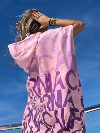 Malokee Poncho Surf Plażowe, Kąpielowe Pudrowy Róż - zdjęcie 6