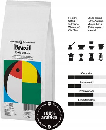 Kiwi Garden Coffee Roasters Ziarnista Do Ekspresu Świeżo Palona Brazylia+Papua 2X1kg - zdjęcie 5