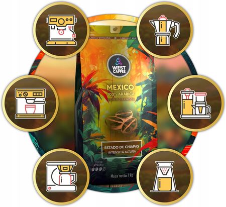 West Caffee Ziarnista Meksyk 500g 100%Arabica Intensita Altura Świeżo Wypalona - zdjęcie 5