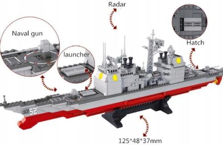 Sluban Klocki M38-B0389 Okręt Wojskowy Statek Łódź Wojsko Helikopter Ship - zdjęcie 2