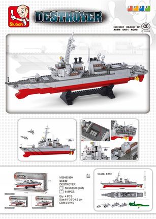 Sluban Klocki M38-B0389 Okręt Wojskowy Statek Łódź Wojsko Helikopter Ship - zdjęcie 4