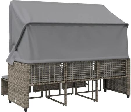 vidaXL 3-Os. Sofa Ogrodowa Z Baldachimem I Podnóżkami Szara 365454 - zdjęcie 3