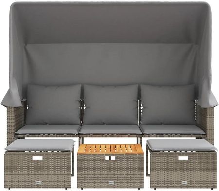 vidaXL 3-Os. Sofa Ogrodowa Z Baldachimem I Podnóżkami Szara 365454 - zdjęcie 2