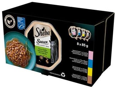 Sheba Sauce Collection Wybór Smaków Tacki W Sosie Z Łososiem Tuńczykiem Kurczakiem Kaczką 32X85G - zdjęcie 2