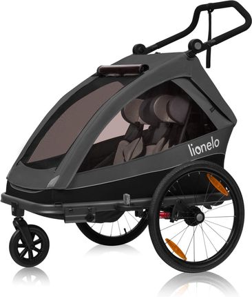 Lionelo Cama Podwójna Przyczepka Rowerowa Wózek Spacerowy Dla Dwójki Dzieci Grey Graphite - zdjęcie 2