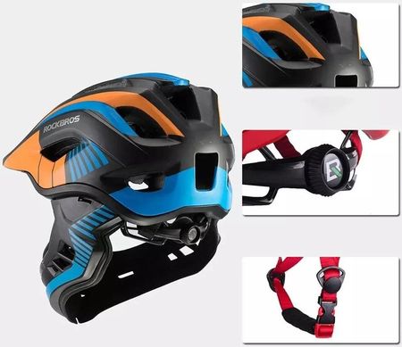Rockbros Kask Rowerowy Dziecięcy Z Odpinaną Szczęką Tt 32Sobl S Czarno Pomarańczowy - zdjęcie 5