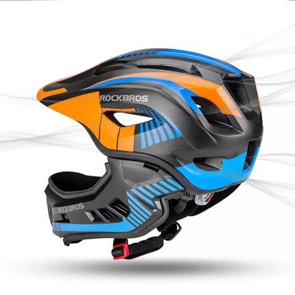 Rockbros Kask Rowerowy Dziecięcy Z Odpinaną Szczęką Tt 32Sobl S Czarno Pomarańczowy - zdjęcie 2