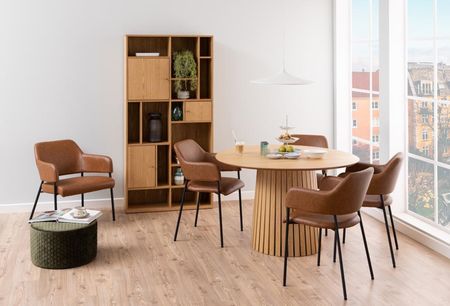 Regał na książki Rangoon, drewniany, dąb, wysoki (23495) - zdjęcie 2