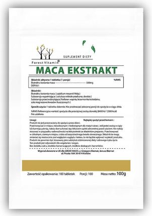Forest Vitamin MACA Potencja Płodność 100tabletek 500mg - zdjęcie 2