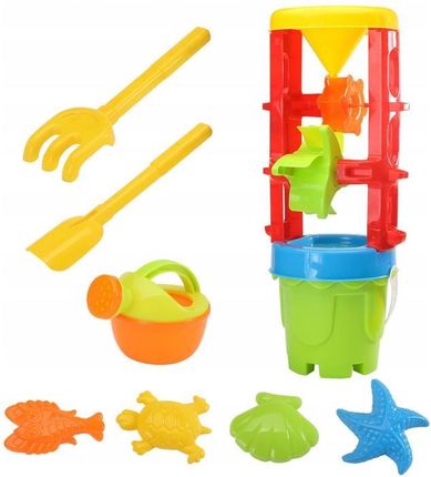 Lean Toys Zestaw Zabawek Do Piasku Duży Młynek Wiaderko Foremki Kolorowy - zdjęcie 3