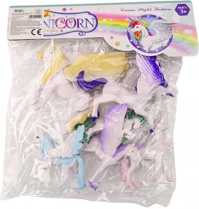 Lean Toys Zestaw Figurek Jednorożec Pegaz Biały Skrzydła Magiczne 6 Ele. - zdjęcie 2