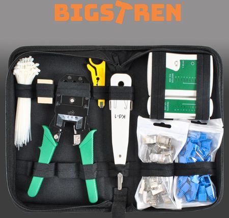 Tester RJ45 Zaciskarka Sieciowy Wciskacz Zestaw do Kabli Stripper Etui Wtyk BIGSTREN - zdjęcie 2