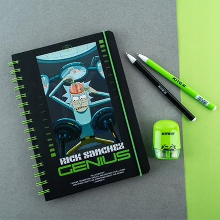 Kite Notes Pamiętnik A5 Na Spirali 80 Kartek Kratka Rick And Morty - zdjęcie 2
