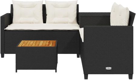 vidaXL Narożnik Ogrodowy Z Poduszkami I Stolikiem Rattan Pe Czarny 369036 - zdjęcie 2