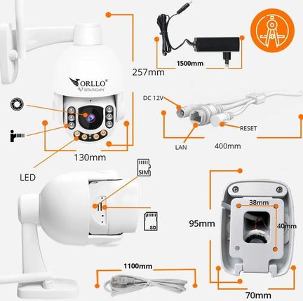 Orllo Kamera Ip Z7 Pro Zewnętrzna Obrotowa Gsm 4Mpx (ORLLOZ7PRO) - zdjęcie 2