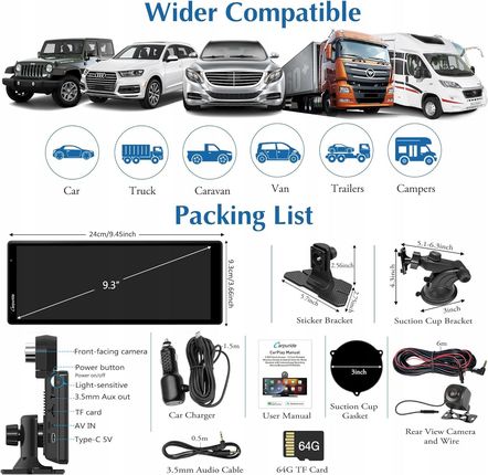Radio samochodowe Carpuride W903 kamera przednia i cofania, Bluetooth GPS - zdjęcie 4