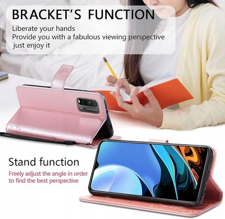 Amazon Etui Pokrowiec Xiaomi Redmi 9T Różowe Zamykane Z Klapką +2x Szkło Hartowane - zdjęcie 2