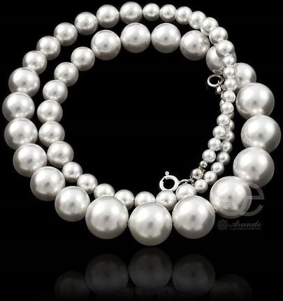 Białe Perły Piękny Naszyjnik Crystal Pearl Srebro - zdjęcie 2
