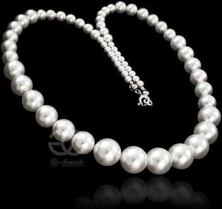 Białe Perły Piękny Naszyjnik Crystal Pearl Srebro - zdjęcie 4