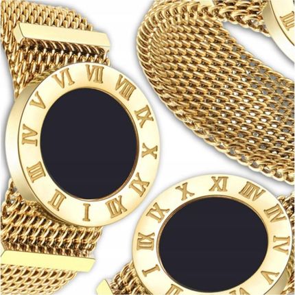Pierścionek Obrączka Złoty Stal Chirurgiczna 18K Pozłacany Prosty Mesh Koło - zdjęcie 6