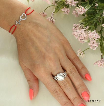 Diament Srebrny Pierścionek Damski 925 Gładka Powierzchnia Dia-Prs-11856-925 - zdjęcie 2