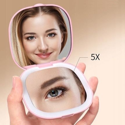 5x powiększające kompaktowe lusterko do makijażu podświetlane - zdjęcie 3