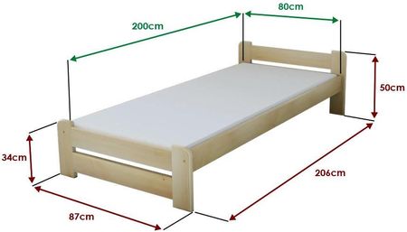 Łóżko Emily 80x200 cm sosna Ze stelażem listwowym elastycznym Materac Coco Maxi 19 POSEMI80BO12 - zdjęcie 4