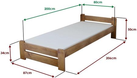 Łóżko Emily 80x200 cm dąb Bez stelaża Materac Coco Maxi 19 POSEMI80DU10 - zdjęcie 2