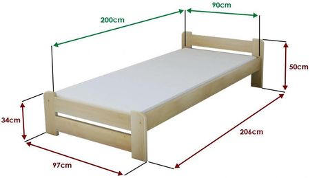 Łóżko Emily 90x200 cm białe Ze stelażem listwowym rolowanym Materac Coco Maxi 19 POSEMI90BIL11 - zdjęcie 2