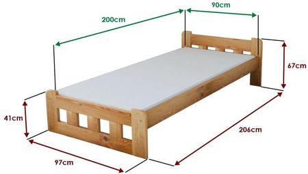 Łóżko Naomi podwyższone 90x200 cm olcha Ze stelażem listwowym elastycznym Materac Coco Maxi 19 POSNAO90OL12 - zdjęcie 2