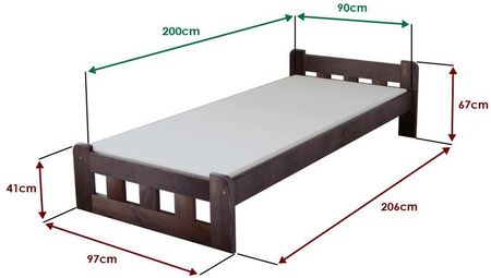 Łóżko Naomi podwyższone 90x200 cm orzech Ze stelażem listwowym rolowanym Materac Somnia 17 POSNAO90OR5 - zdjęcie 2