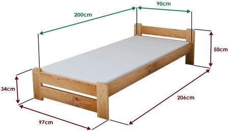 Łóżko Emily 90x200 cm olcha Ze stelażem listwowym elastycznym Materac Coco Maxi 19 POSEMI90OL12 - zdjęcie 3