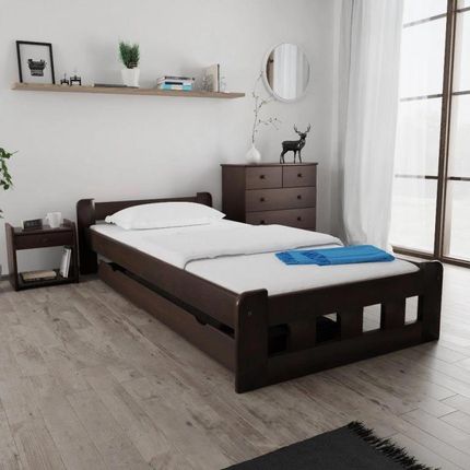 Łóżko Naomi podwyższone 90x200 cm orzech Ze stelażem listwowym elastycznym Materac Somnia 17 POSNAO90OR8 - zdjęcie 4