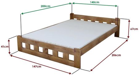 Łóżko Naomi podwyższone 140x200 cm dąb Ze stelażem listwowym elastycznym Materac Coco Maxi 19 POSNAO140DU12 - zdjęcie 3