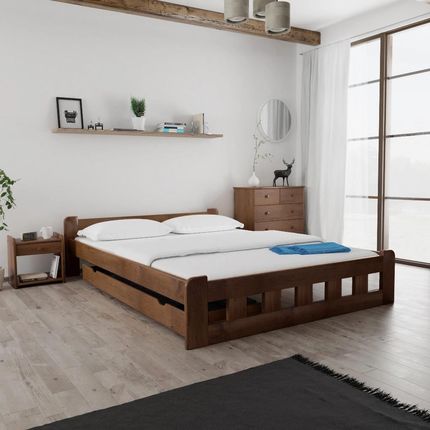 Łóżko Naomi podwyższone 140x200 cm dąb Ze stelażem listwowym elastycznym Materac Coco Maxi 19 POSNAO140DU12 - zdjęcie 2