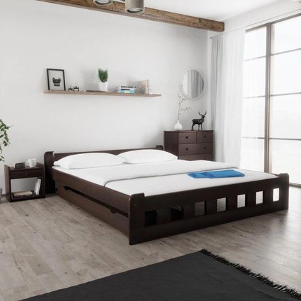 Łóżko Naomi podwyższone 180x200 cm orzech Ze stelażem listwowym rolowanym Materac Coco Maxi 19 POSNAO180OR11 - zdjęcie 2