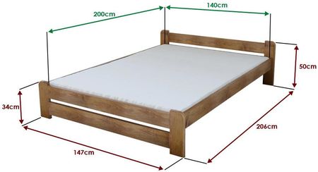Łóżko Emily 140x200 cm dąb Ze stelażem listwowym elastycznym Materac Somnia 17 POSEMI140DU8 - zdjęcie 3