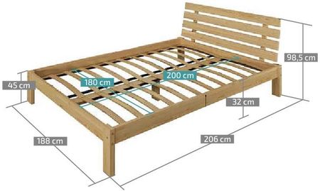 Łóżko PARIS podwyższone 180x200 cm sosna Bez stelaża Materac Somnia 17 POSPAR180BO2 - zdjęcie 2