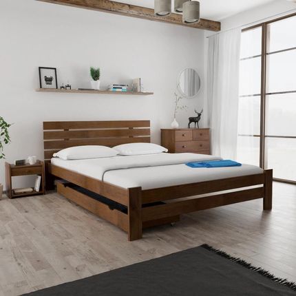 Łóżko PARIS podwyższone 160x200 cm dąb Ze stelażem listwowym rolowanym Bez materaca POSPAR160DU4 - zdjęcie 2